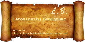 Latosinszky Benignusz névjegykártya